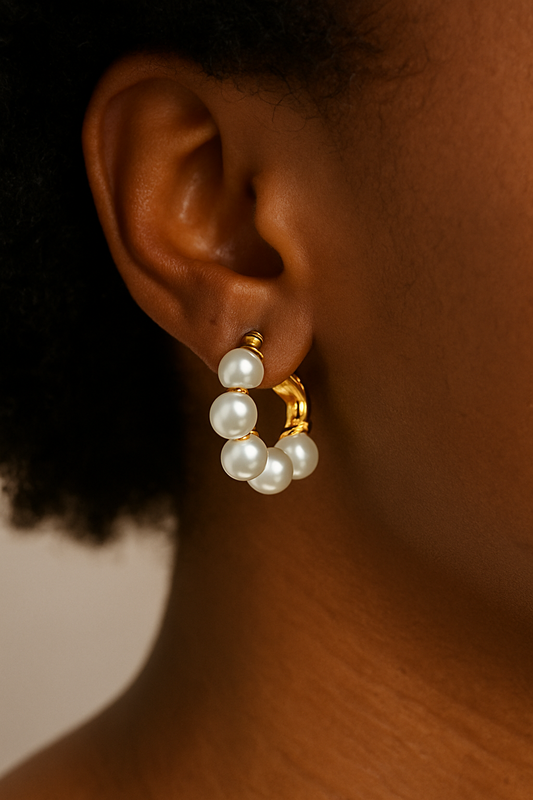 Gold-pearl Hoops