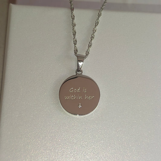 God Is Within Her Necklace – Silver