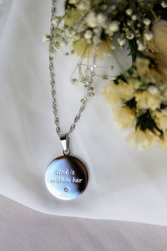 God Is Within Her Necklace – Silver