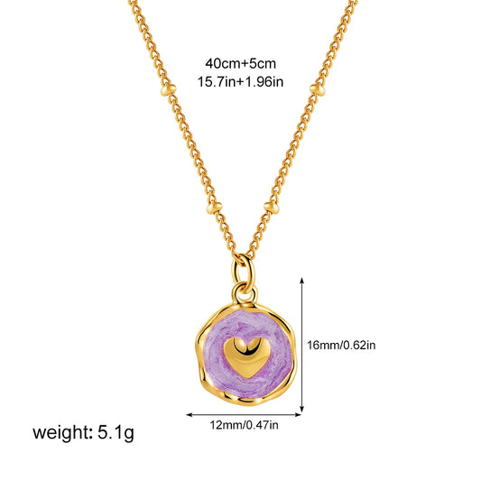 Purple Circle Heart Necklace
