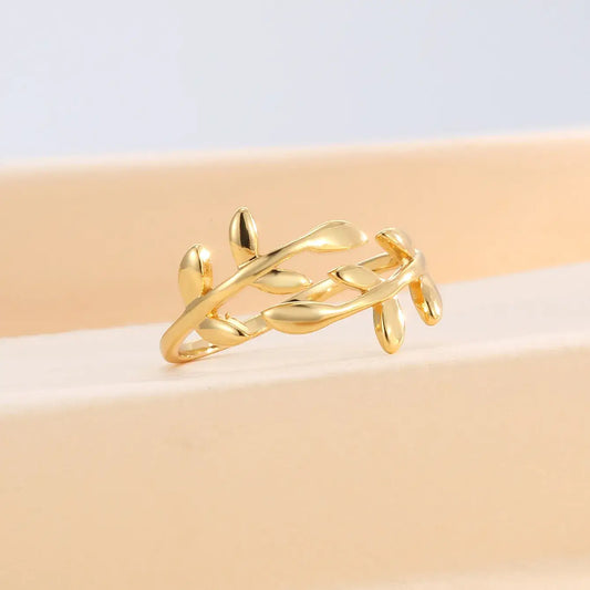 "Faith Olive Leaf" ring(Adjustable : US sizes 4–8.5)