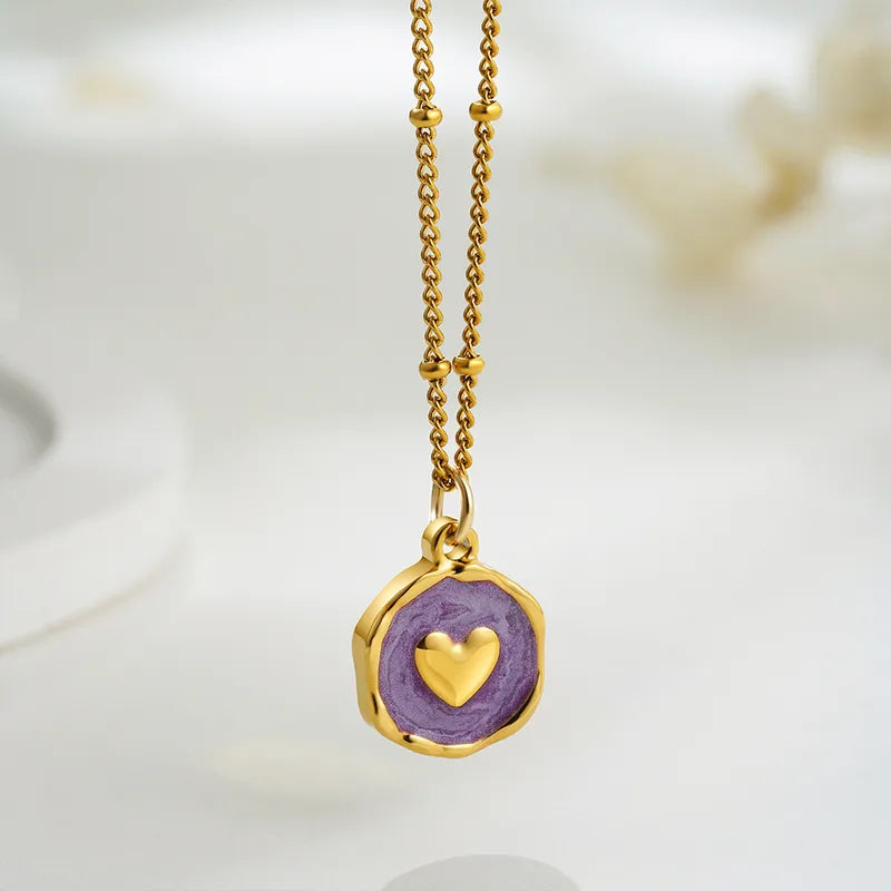 Purple Circle Heart Necklace
