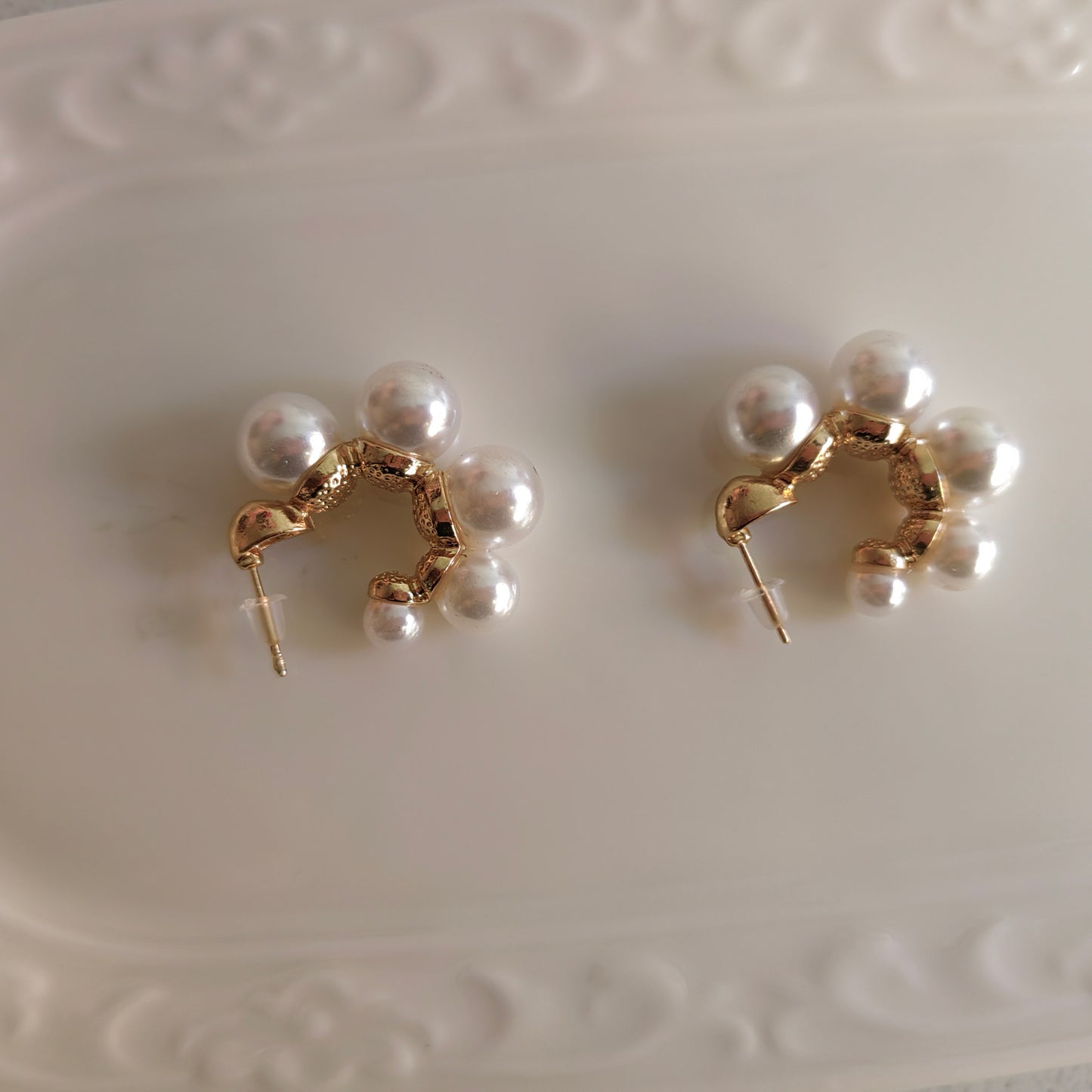 Gold-pearl Hoops