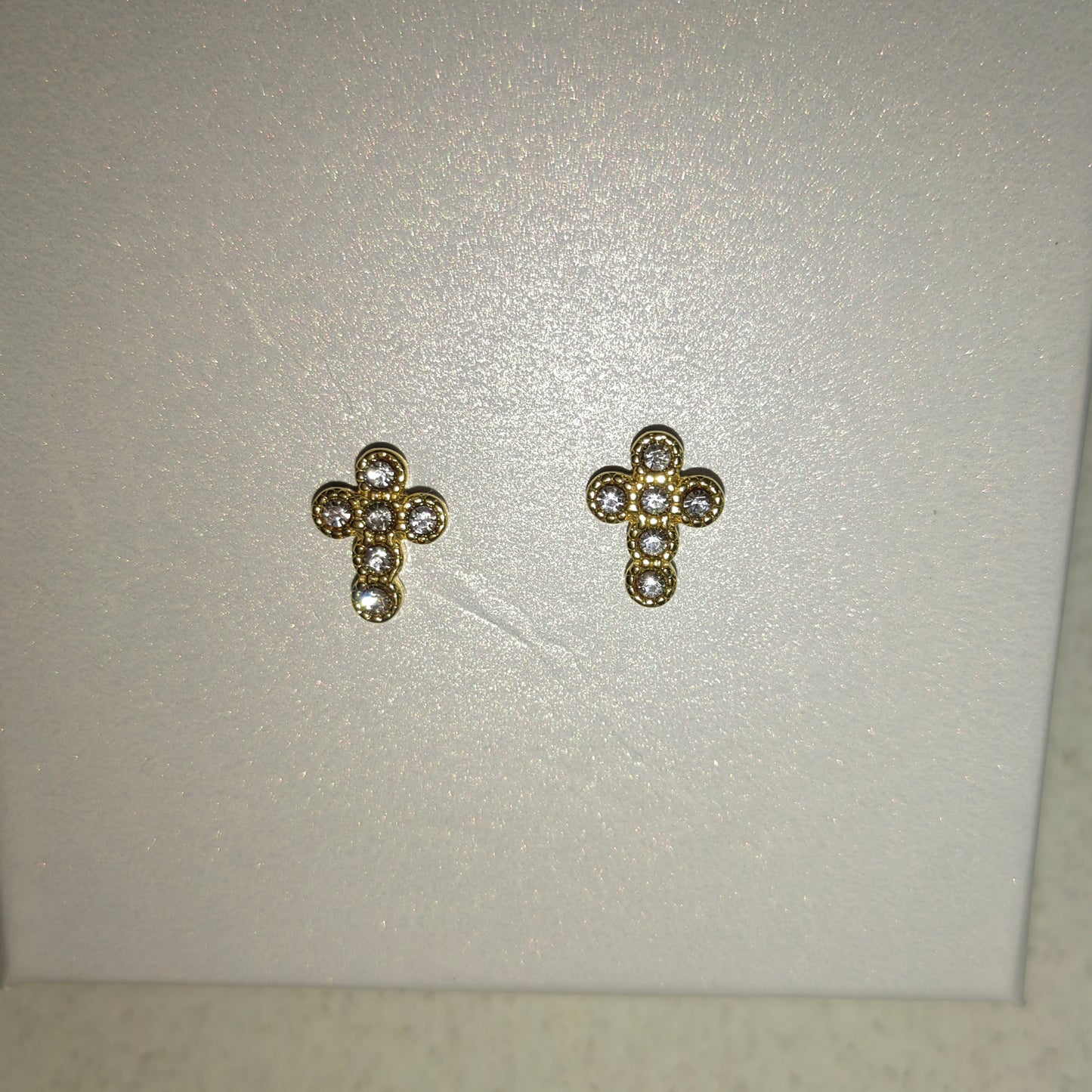 Graceful Cross Stud Earrings-crystals