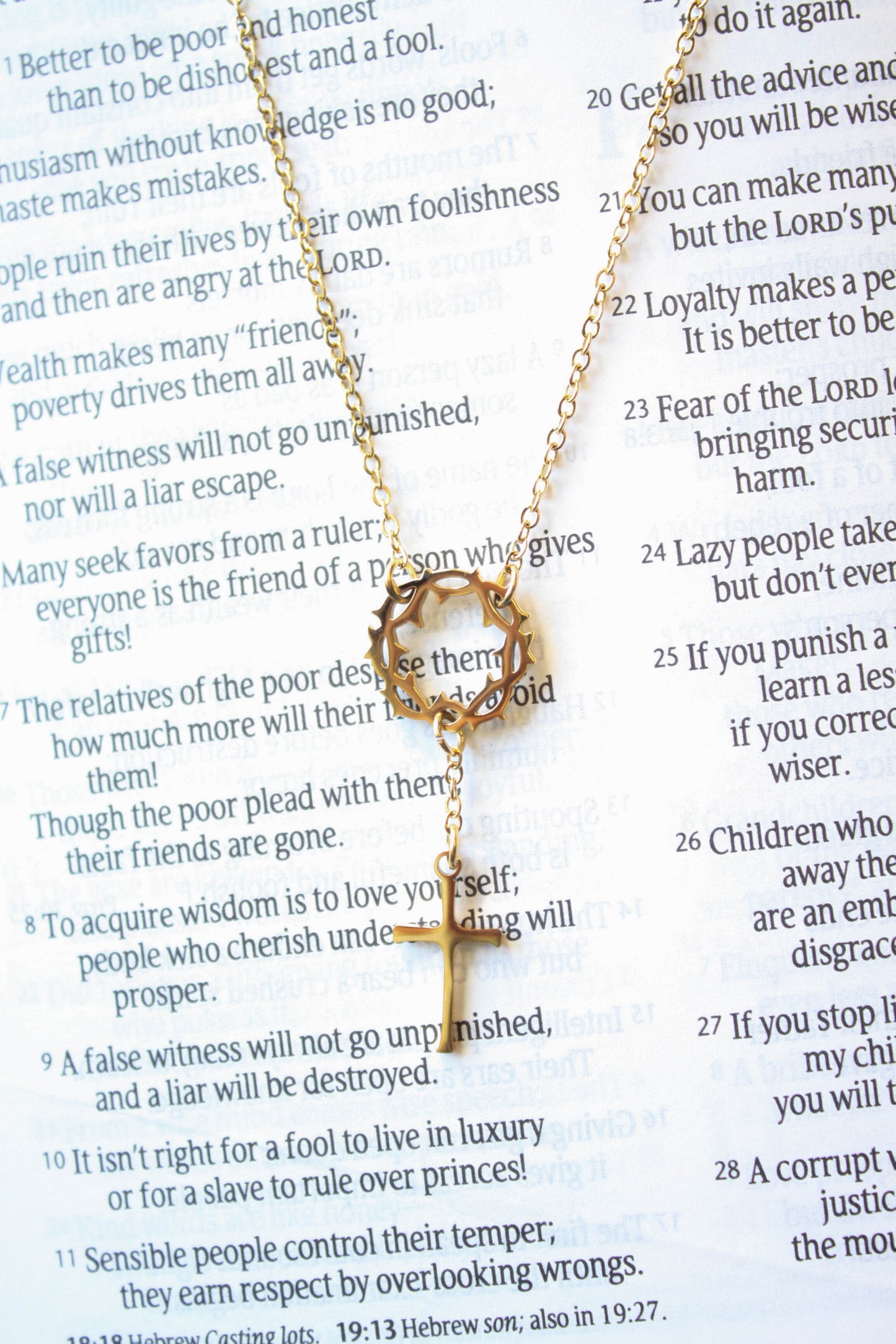 Crown of Thorns Cross Necklace – Gold