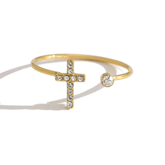 The "Crystal Cross" ring(Adjustable)